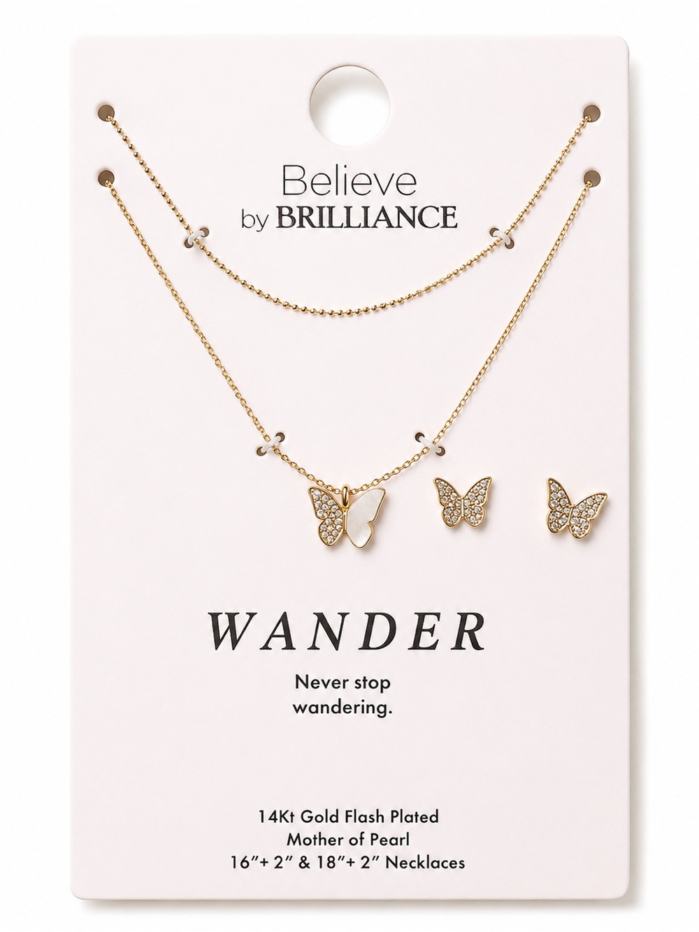 Believe by Brilliance Wander Butterfly Necklace & Earrings Set NWT